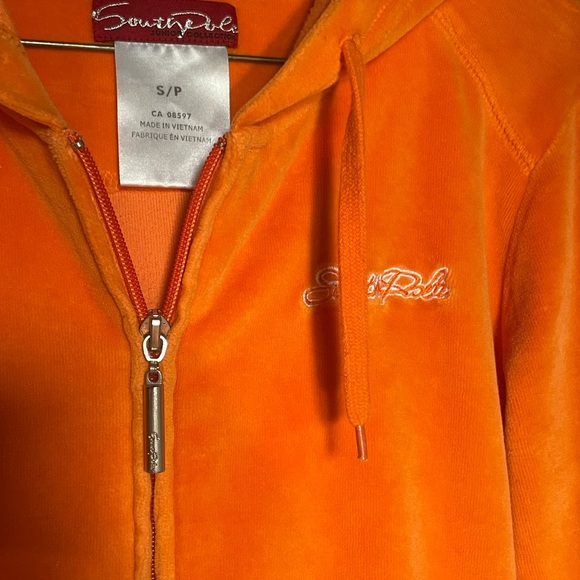 Orange y2k velour zip up - Picture 3 of 4